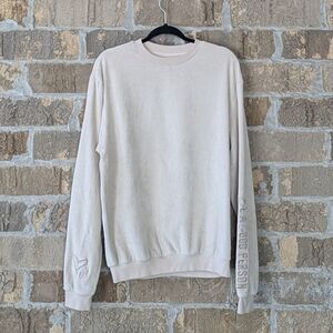 Be A Good Person Beige Terrycloth Pullover Sweatshirt Size Small Oversized
